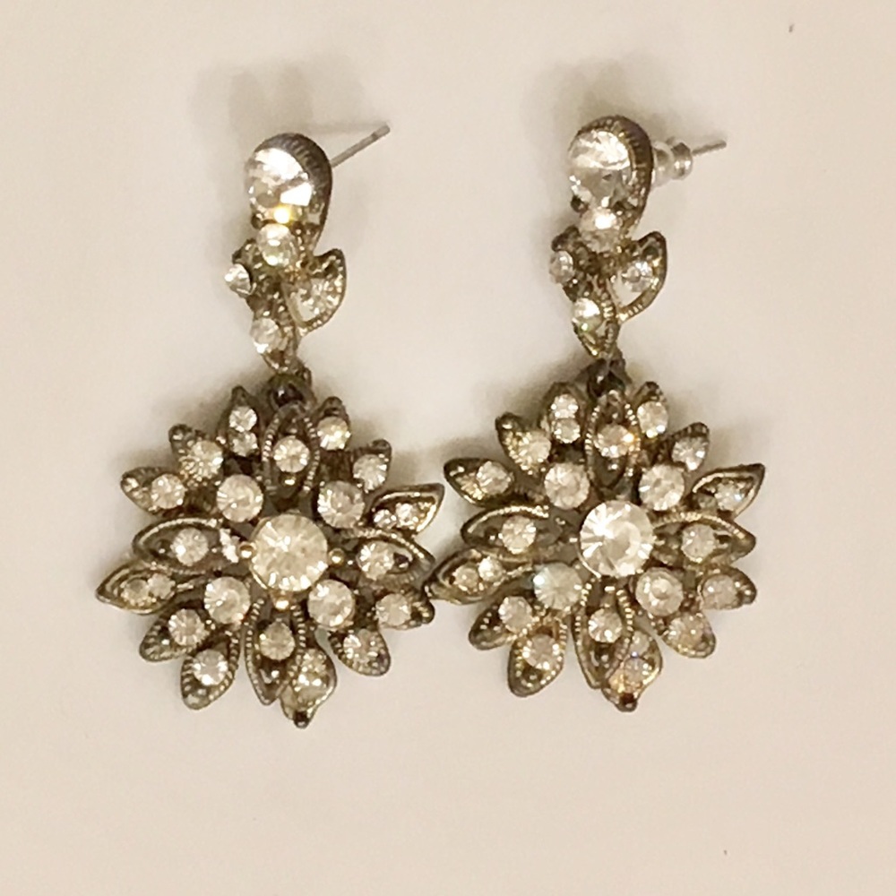 Vintage Rhinestone Drop Pierced Earrings